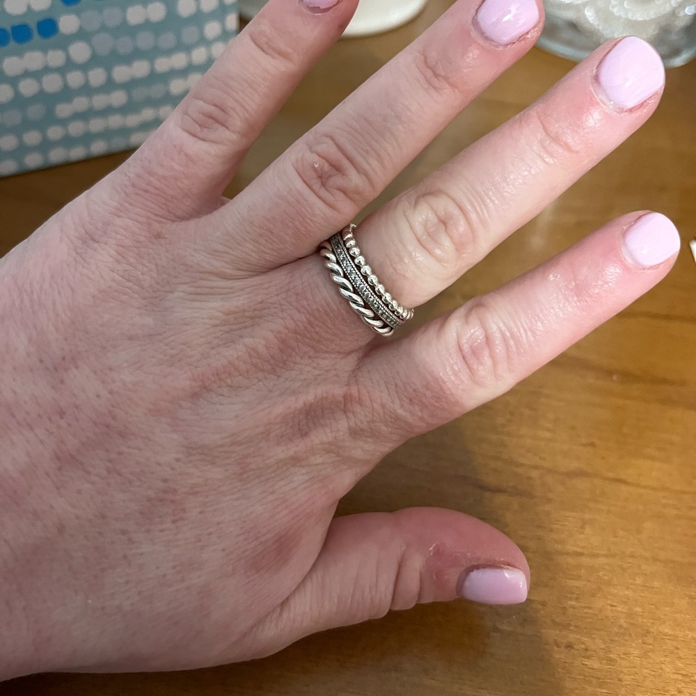 3️⃣ Pandora Stackable Rings Set! Size 7